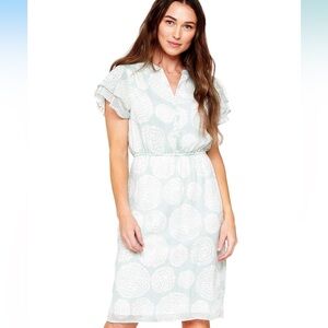 Downeast Light Blue Dress with White Floral Pattern, size small